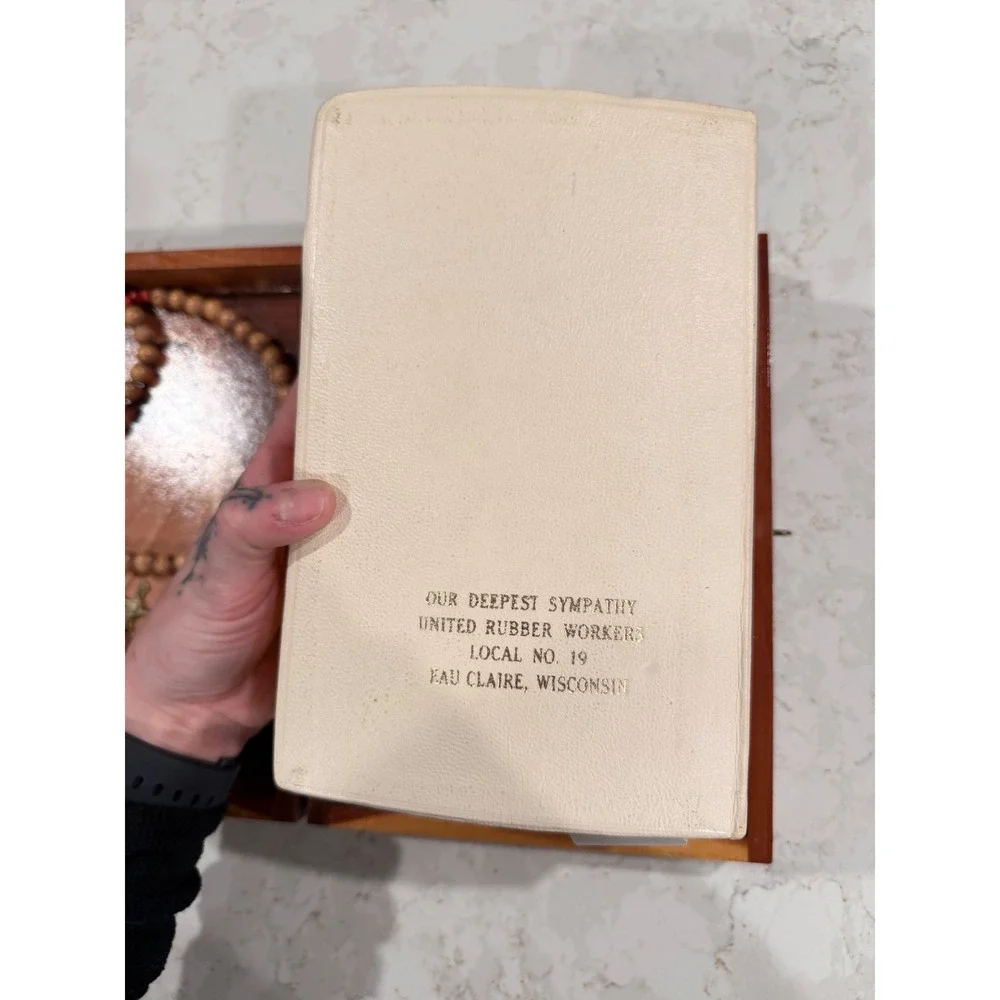 Vintage Memorial Edition Holy Bible Cedar Box New American Bible Rosary Set